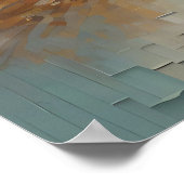 モダン抽象デザインブルーと金ゴールドトーン ポスター (角)