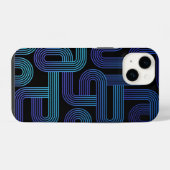 モダン抽象デザイン紫青迷路パターン iPhoneケース (裏面横)