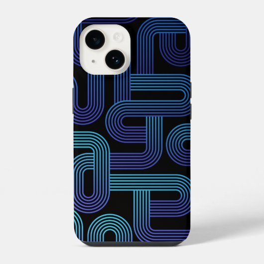 モダン抽象デザイン紫青迷路パターン iPhoneケース (裏面)