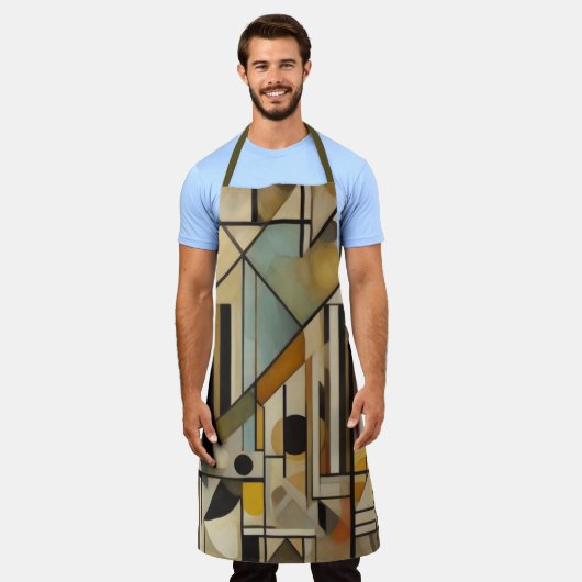 モダン抽象デザイン エプロン (着用した状態)