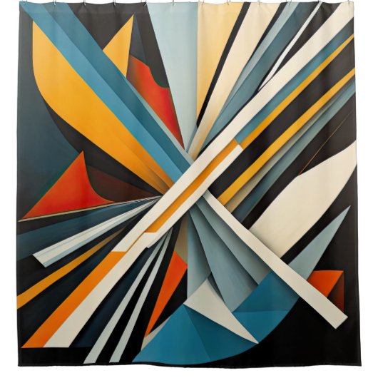 モダン抽象デザイン シャワーカーテン (正面)