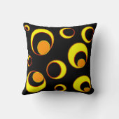 モダン抽象デザイン、黒の黄色の円 クッション (裏面)