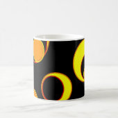 モダン抽象デザイン、黒の黄色の円 コーヒーマグカップ (中央)