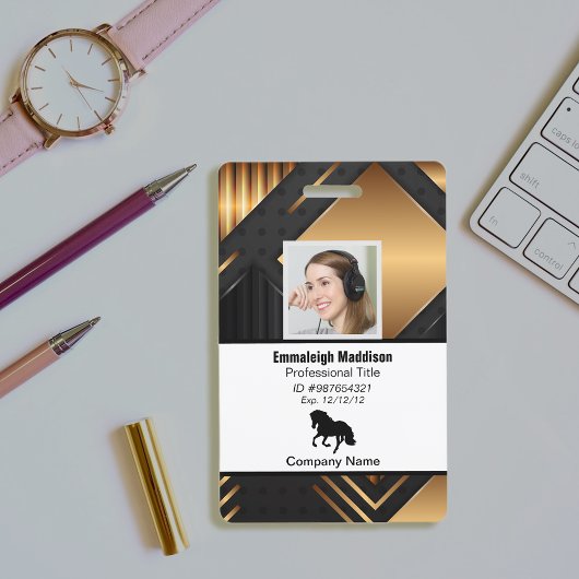 モダン抽象企業社員ID | ブラックゴールド バッジ