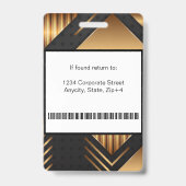 モダン抽象企業社員ID | ブラックゴールド バッジ (裏面)