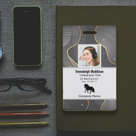 モダン抽象会社員ID | シルバーグレー バッジ