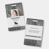 モダン抽象会社員ID | シルバーグレー バッジ (正面＆裏面)