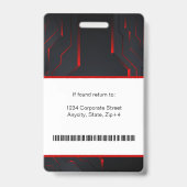 モダン抽象会社社員ID | 赤 黒 バッジ (裏面)