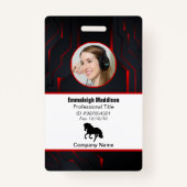 モダン抽象会社社員ID | 赤 黒 バッジ (正面)