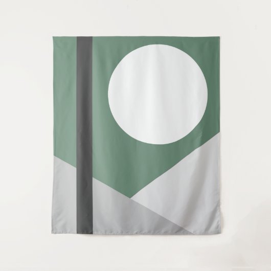 モダン抽象幾何学的な月と山の絵 タペストリー (正面)