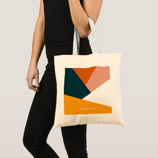 モダン抽象的で幾何学的な色のブロックパターン トートバッグ (正面(商品))