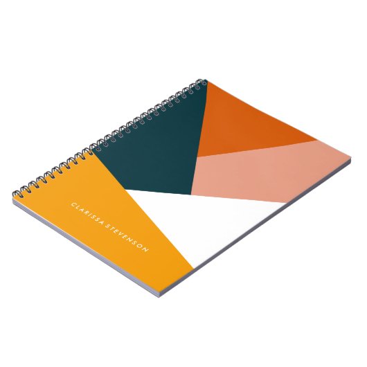 モダン抽象的で幾何学的な色のブロックパターン ノートブック (左側)