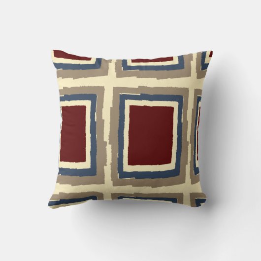 モダン抽象的な色のブロック、バーガンディのクリームの石板 クッション (裏面)