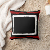 モダン抽象的な色のブロック、黒く及び白いwの赤 クッション (ブランケット)