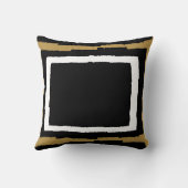 モダン抽象的な色のブロック、黒く及び白いwの金ゴールド クッション (裏面)