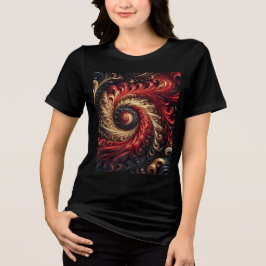 モダン抽象的スパイラル 赤・黒・金 トライブレンドＴシャツ