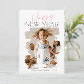 モダン抽象芸術おめでとう新年の筆頭桃色 シーズンカード (スタンド正面)