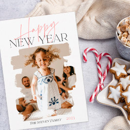 モダン抽象芸術おめでとう新年の筆頭桃色 シーズンカード