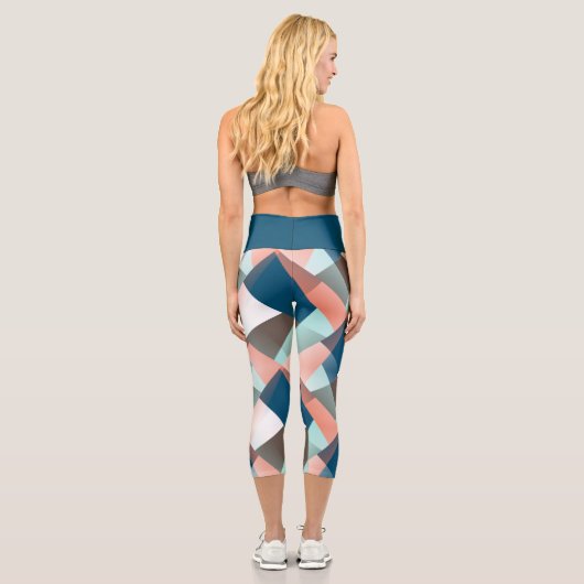 モダン抽象芸術お尻幾何学的モザイクアートパターン カプリレギンス (裏面)