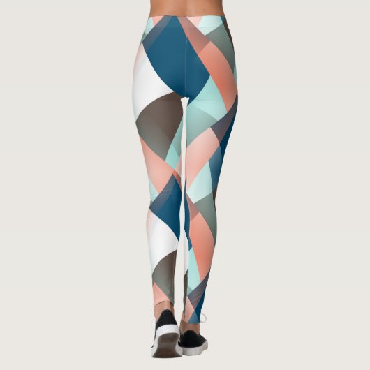 モダン抽象芸術お尻幾何学的モザイクアートパターン レギンス (裏面)