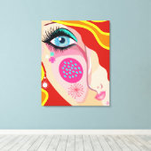 モダン抽象芸術お洒落顔ファインアート キャンバスプリント (インサイチュ (ウッドフロア))