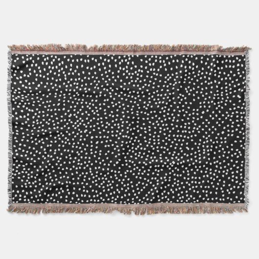 モダン抽象芸術かわいい水玉模様白黒 スローブランケット (正面)