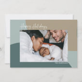 モダン抽象芸術のティール(緑がかった色)カスタム写真Happy シーズンカード (正面)