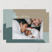 モダン抽象芸術のティール(緑がかった色)カスタム写真Happy シーズンカード (正面/裏面)