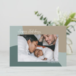 モダン抽象芸術のティール（緑がかった色）カスタム写真Happy シーズンカード