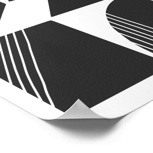 モダン抽象芸術の幾何形状 |白黒 ポスター (角)