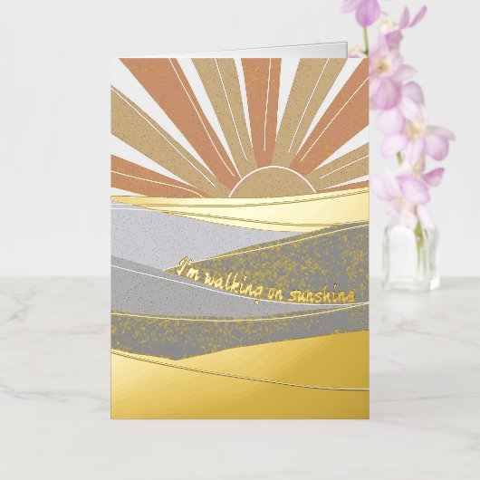 モダン抽象芸術の日の出 箔グリーティングカード (蘭)