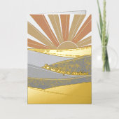 モダン抽象芸術の日の出 箔グリーティングカード (正面)