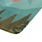 モダン抽象芸術の森、山、日の出 カッティングボード (角)