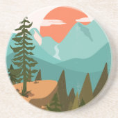 モダン抽象芸術の森、山、日の出 コースター (正面)