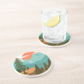 モダン抽象芸術の森、山、日の出 コースター (側面)