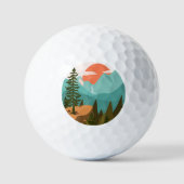 モダン抽象芸術の森、山、日の出 ゴルフボール (正面)