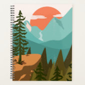 モダン抽象芸術の森、山、日の出 プランナー手帳 (正面)