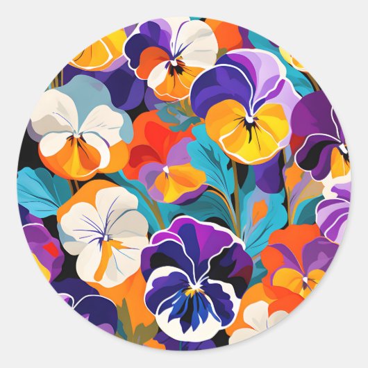 モダン抽象芸術の花 ラウンドシール (正面)
