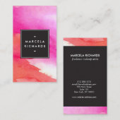 モダン抽象芸術はっきりしたピンクの水色 名刺 (正面/裏面)
