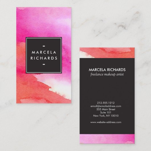 モダン抽象芸術はっきりしたピンクの水色 名刺 (正面/裏面)