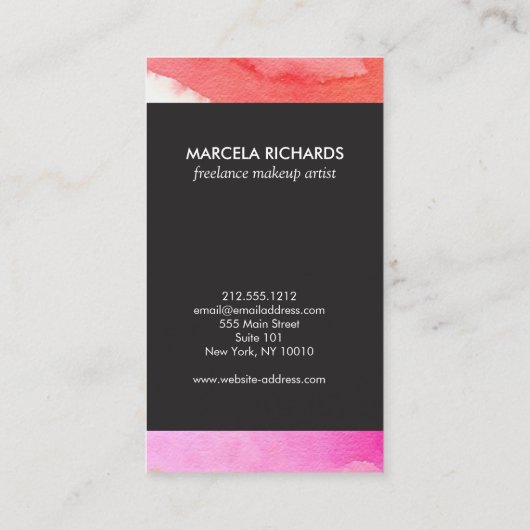 モダン抽象芸術はっきりしたピンクの水色 名刺 (裏面)