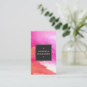 モダン抽象芸術はっきりしたピンクの水色 名刺 (スタンド正面)