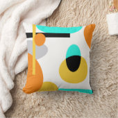 モダン抽象芸術はっきりした幾何学的オレンジとアクア クッション (ブランケット)