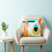 モダン抽象芸術はっきりした幾何学的オレンジとアクア クッション (椅子)