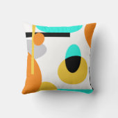 モダン抽象芸術はっきりした幾何学的オレンジとアクア クッション (裏面)