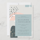 モダン抽象芸術よくはしゃぐパステル抽象芸術結婚ズ 招待状 (正面)