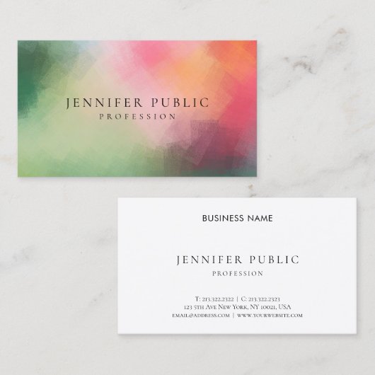 モダン抽象芸術アエレガントートカラーテンプレート 名刺 (正面/裏面)