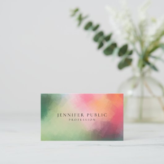 モダン抽象芸術アエレガントートカラーテンプレート 名刺 (スタンド正面)