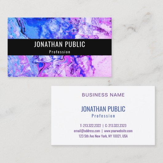 モダン抽象芸術アエレガントートテンプレートピンクブルー 名刺 (正面/裏面)