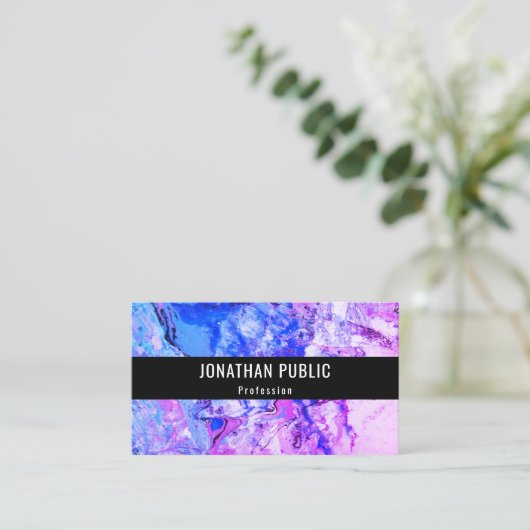 モダン抽象芸術アエレガントートテンプレートピンクブルー 名刺 (スタンド正面)